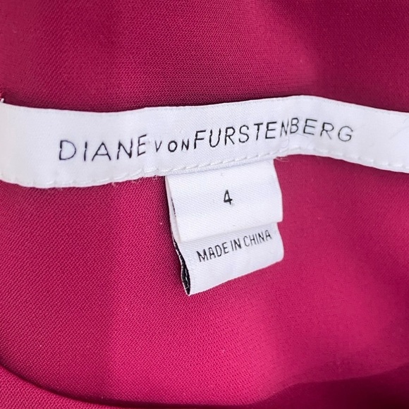 Diane Von Furstenberg fuchsia alba draped short sleeve dress belt ruched size 4 - Picture 15 of 16